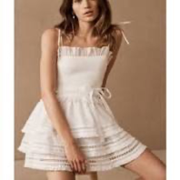 V. Chapman Anthropologie White Frill Cocktail Dress ( Not Worn)